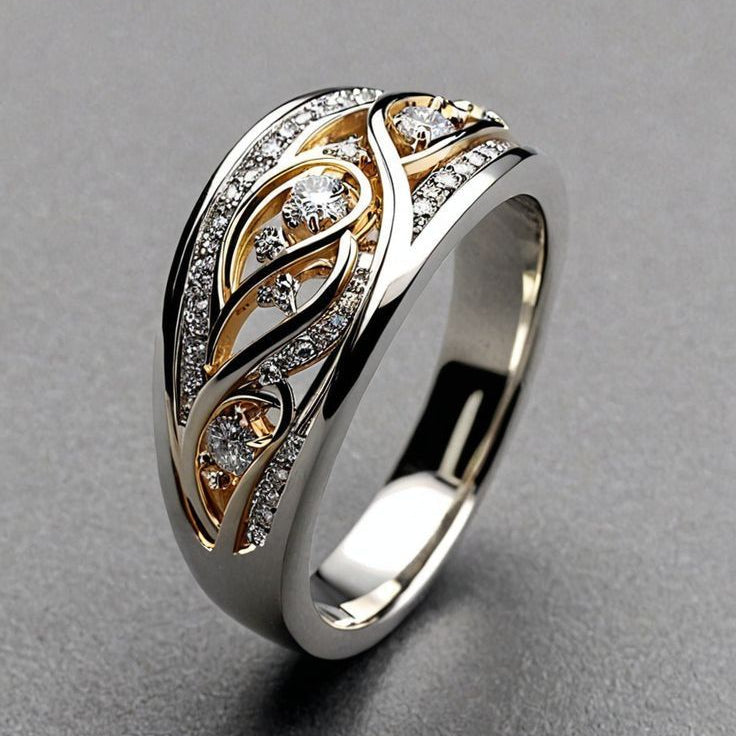 Classic Two Tone Cable Ring