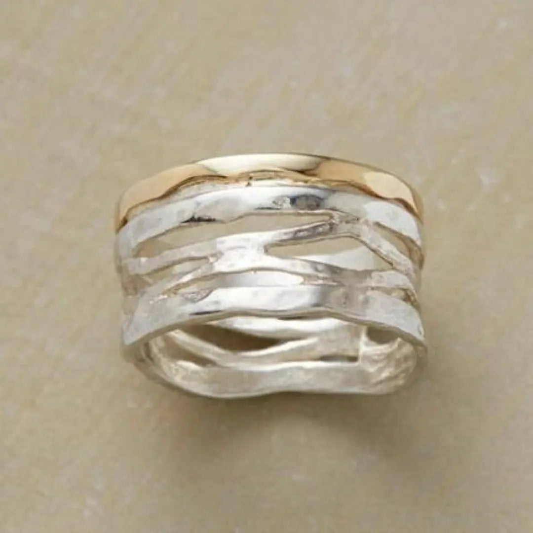 Openwork Vintage Gold and Silver Ring