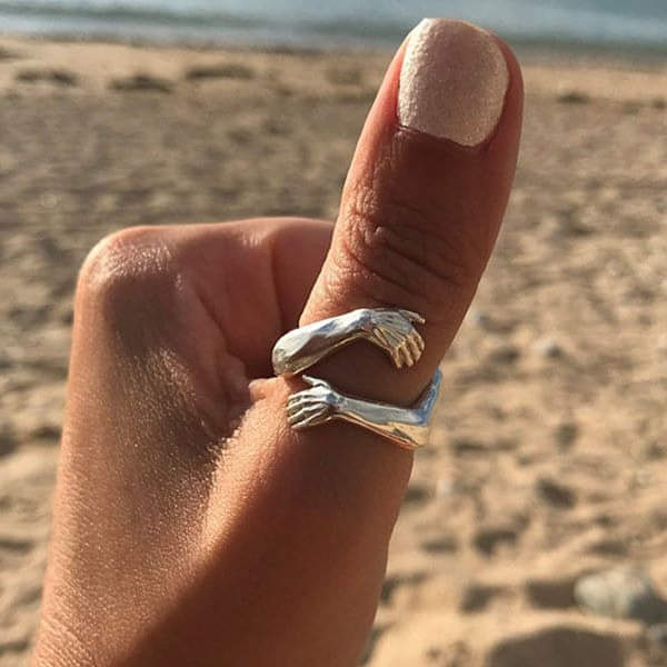 Adjustable Hug Silver Ring