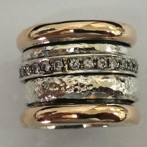 Wide Vintage Gold and Silver Ring